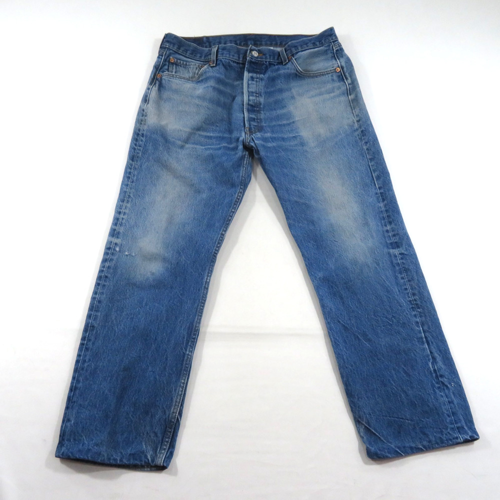 Levi's 501 Button Fly Med Wash Blue JEANS 38x33 Measured 35x28 Y2K